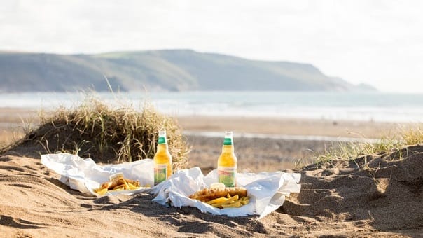 Fish & Chips on Bude beach