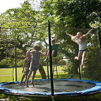 Trampolining on Broomhill Manor Grounds