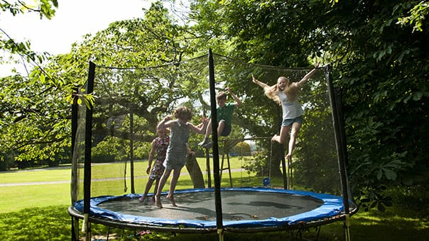 Trampolining on Broomhill Manor Grounds